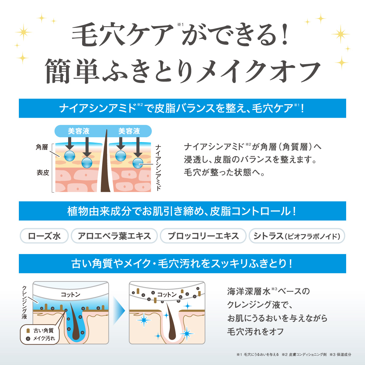 毛穴ケアができる!簡単ふきとりメイクオフ
